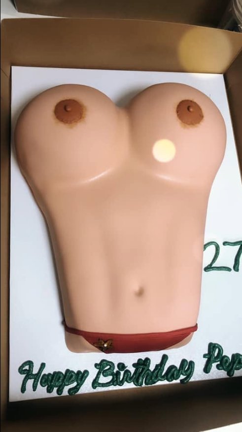 Novelty Boobies Cake — custom cake by Zugar Coma Zweetz