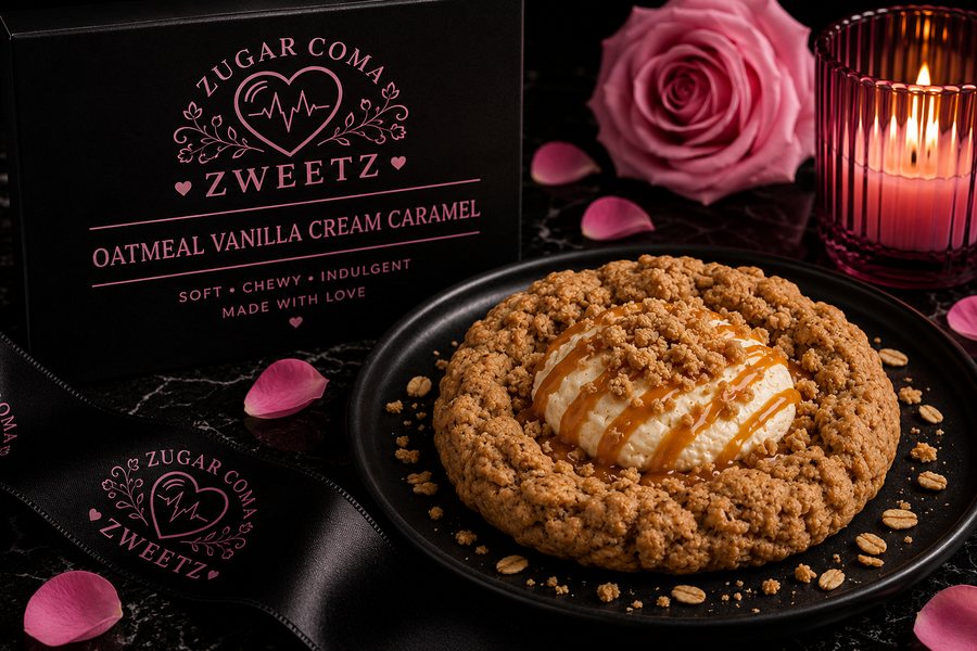 Oatmeal Vanilla Cream Caramel Cookie — Zugar Coma Zweetz