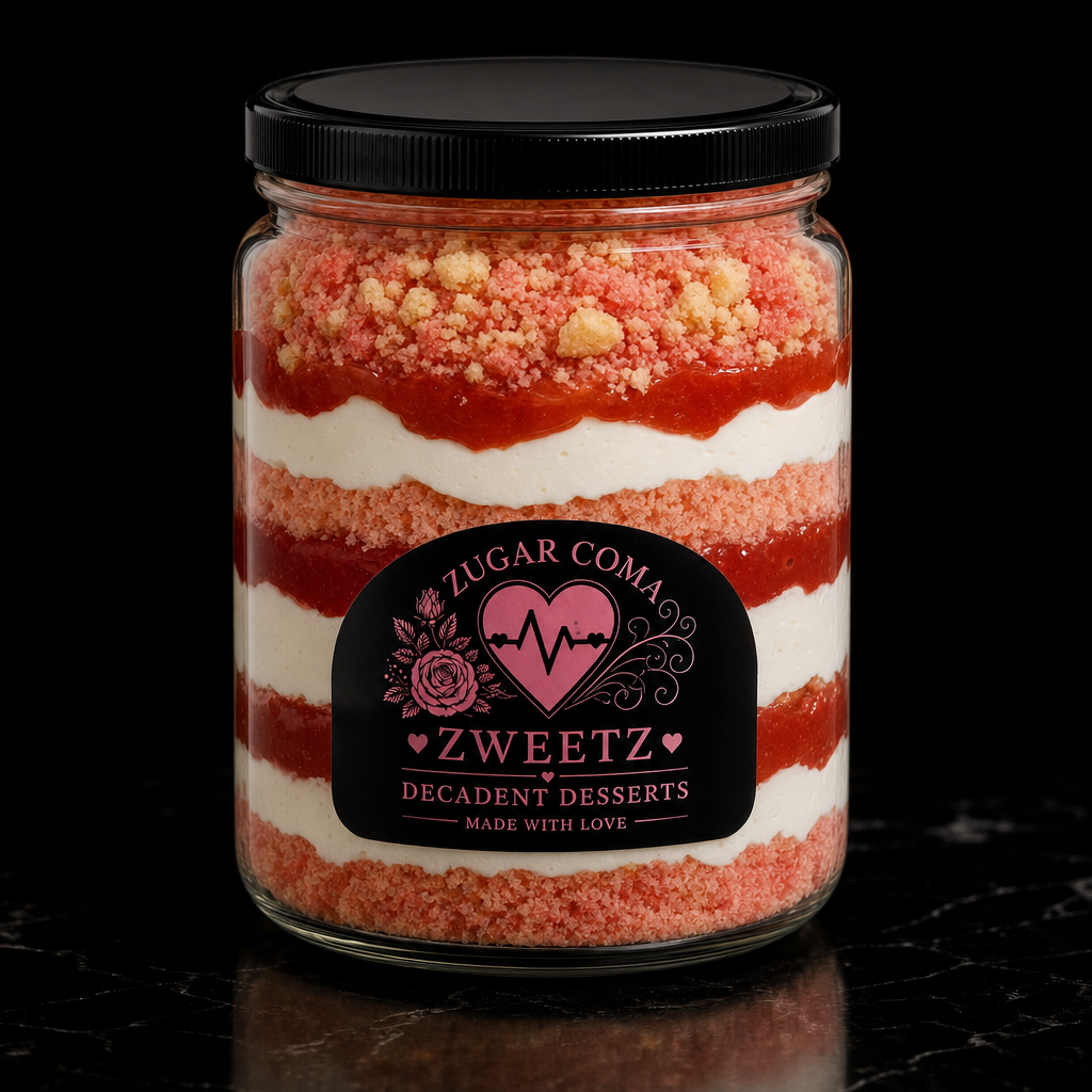 Strawberry Crunch dessert jar by Zugar Coma Zweetz